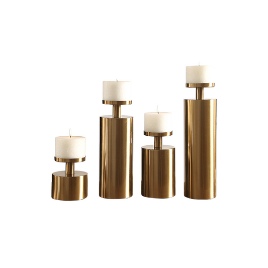 KAMDYN CANDLEHOLDERS - BRASS, S/4